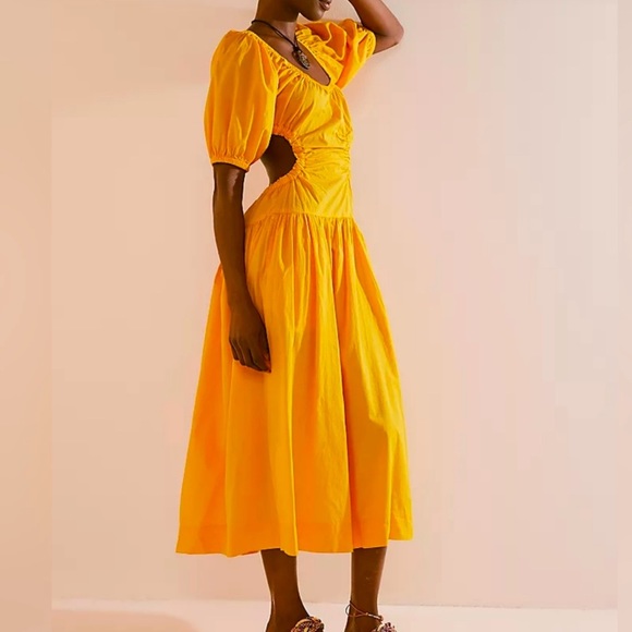 Free People Dresses & Skirts - FREE PEOPLE Moonlight Ruched Open Back Long Midi Dress NWT